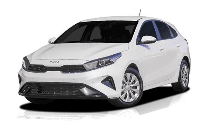 White compact sedan shown from a front-left angle, highlighting its grille and headlight design